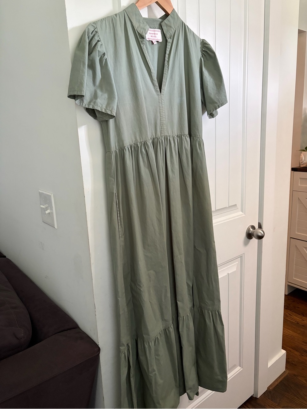 Hampton House S Sage Green Cotton Maxi Dress